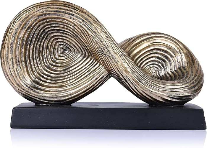 QIANLING Abstract Art Sculpture, Infinity Loop Symbol Sculpture, Abstract Decorative Statue, Gold... | Amazon (US)
