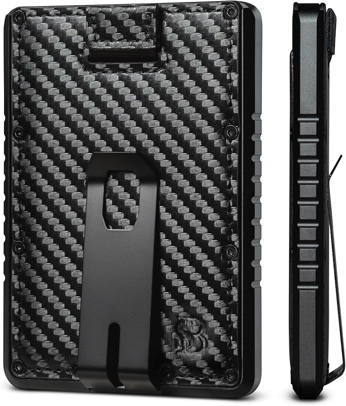 SERMAN BRANDS Metal Wallet - Slim RFID Blocking Wallet for Men with Money Clip - Carbon Fiber Met... | Amazon (US)