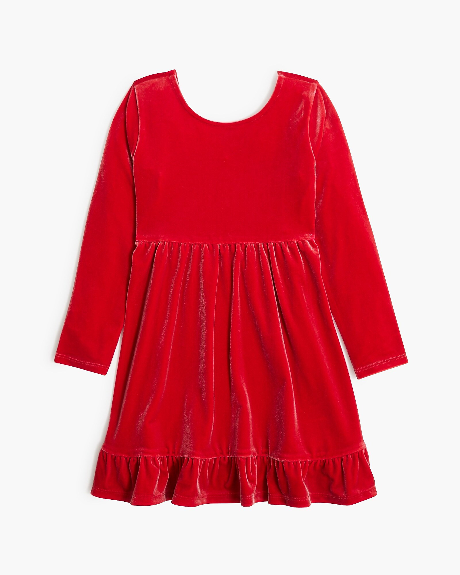 Girls' long-sleeve velvet ruffle dress | J.Crew Factory