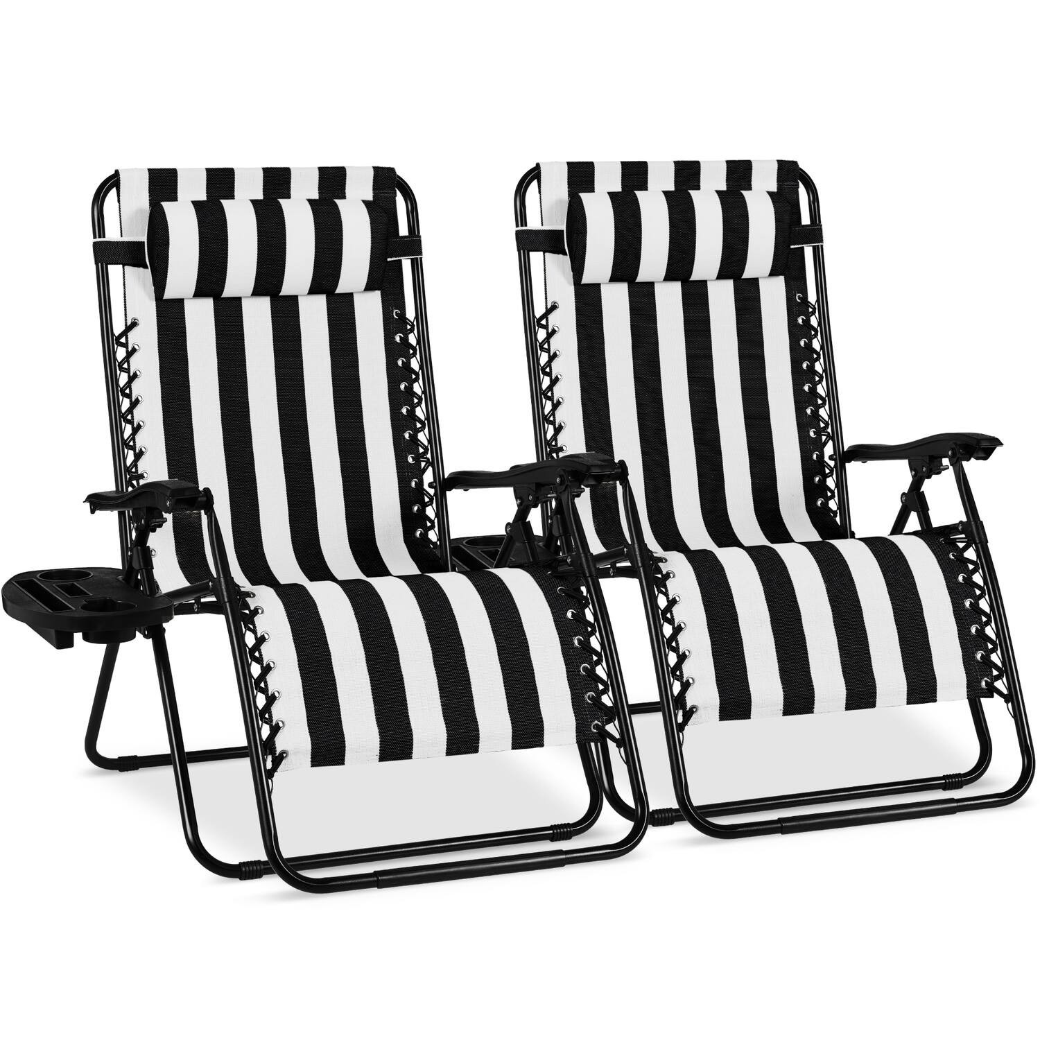Best Choice Products - Set of 2 Extra Wide Zero Gravity Lounge Chair Recliners w/ Cup Holder - Black Stripes | Best Buy U.S.