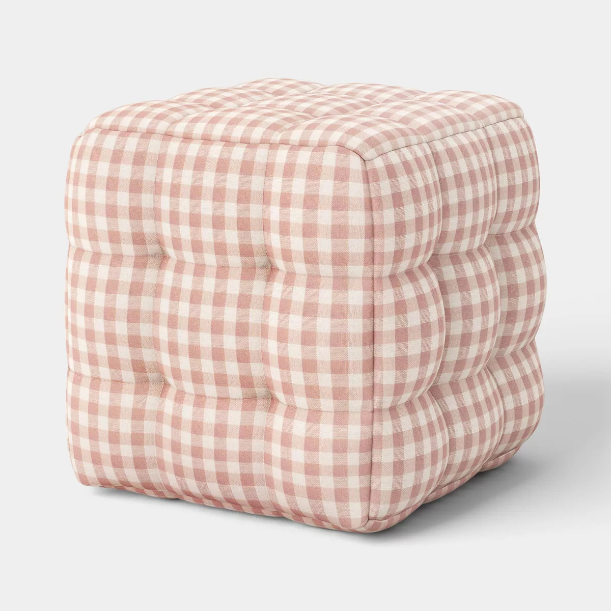 Tufted Gingham Dorm Ottoman Pink - Room Essentials™ | Target