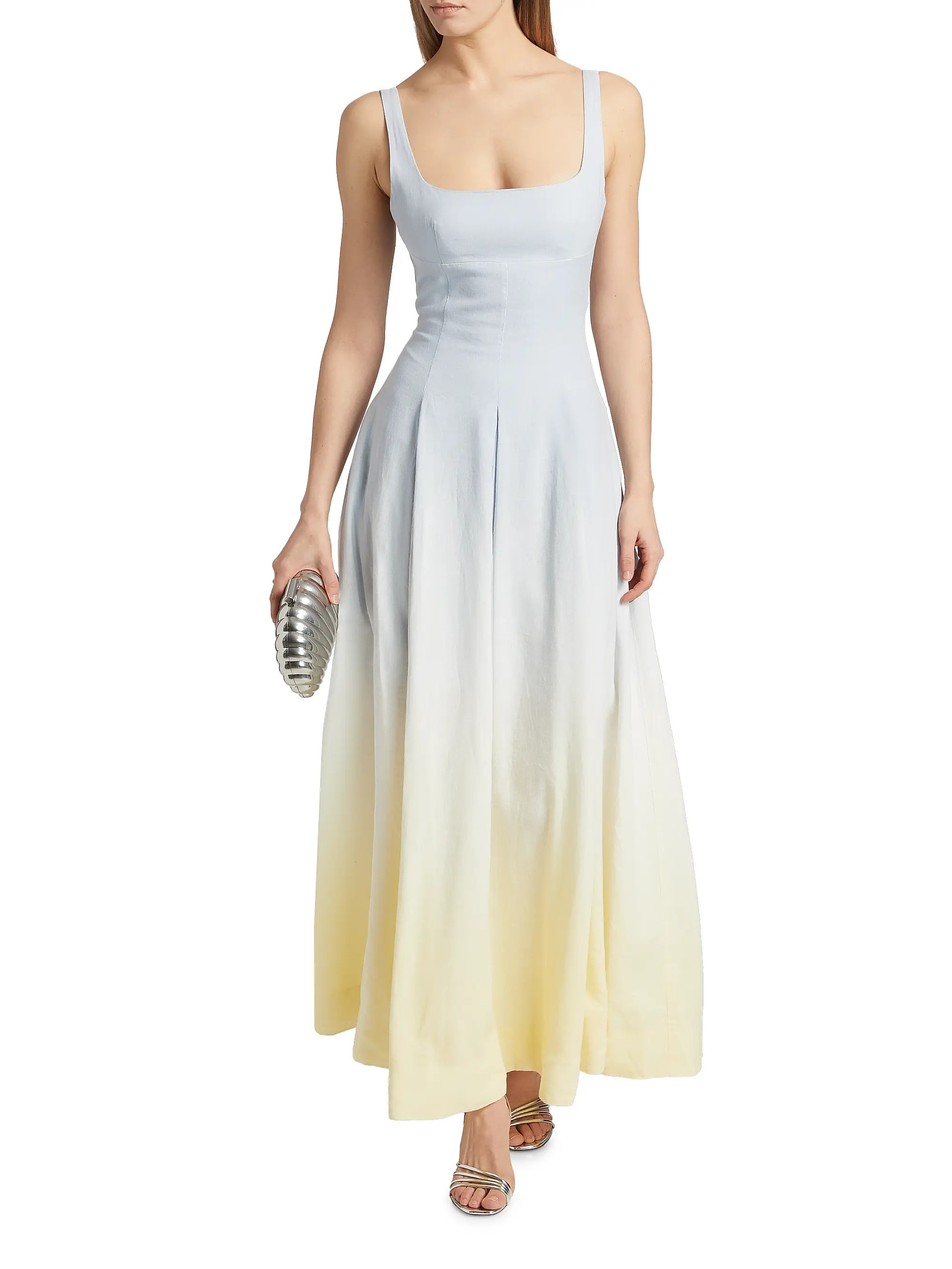 Stefania Ombré Linen-Blend Pleated Dress | Saks Fifth Avenue