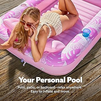 SLOOSH Inflatable Tanning Pool Lounger Float,70" x 46" Pool Floats Adult with Pillow,4 in 1 Sunta... | Amazon (US)