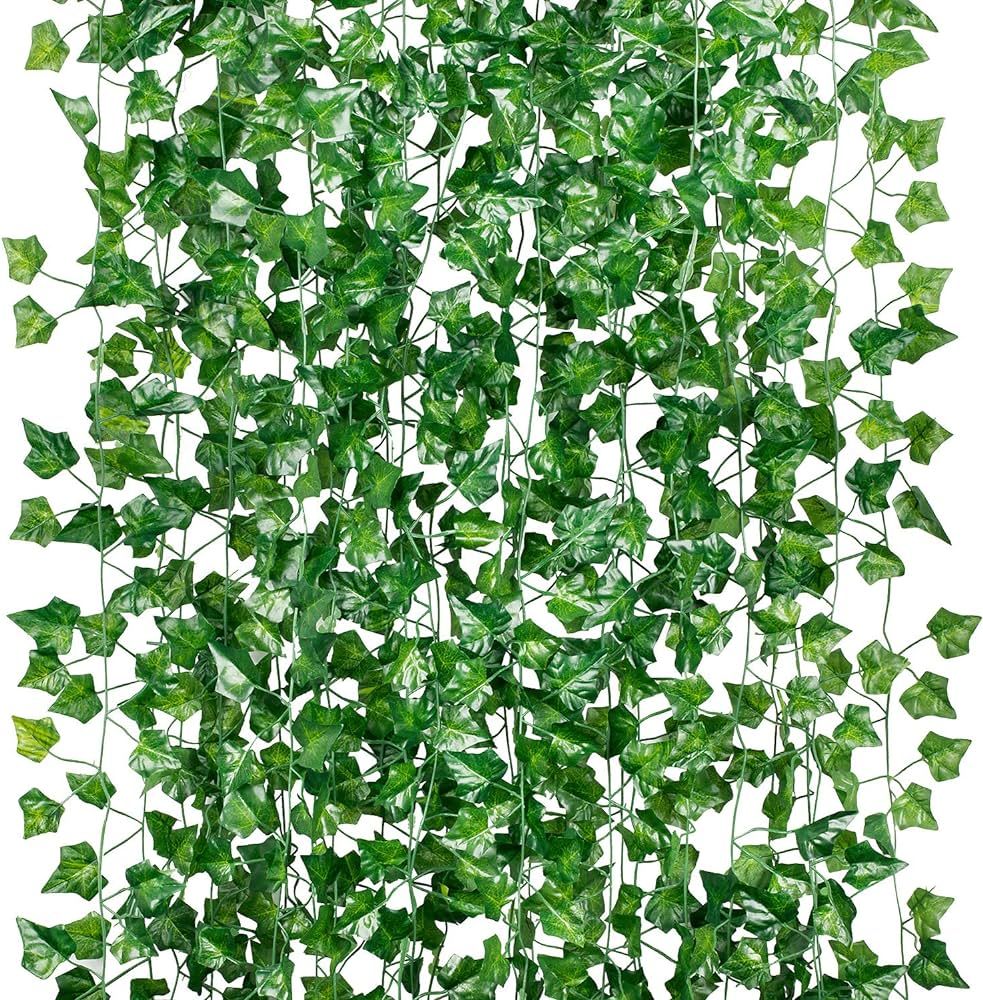 GPARK 84ft 12 Pack / 82 inch, Artificial Ivy Garland Fake Leaf Plants Vine, Hanging Leaves Garlan... | Amazon (US)