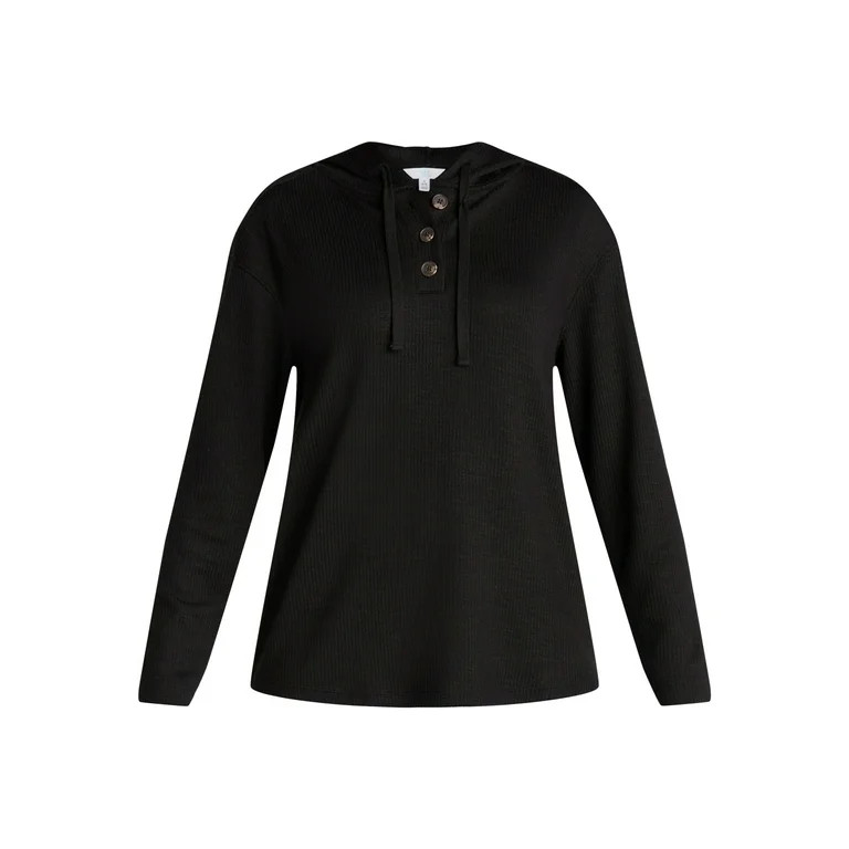Time and Tru Women's Ribbed Tunic Hoodie, Sizes S-XXXL | Walmart (US)