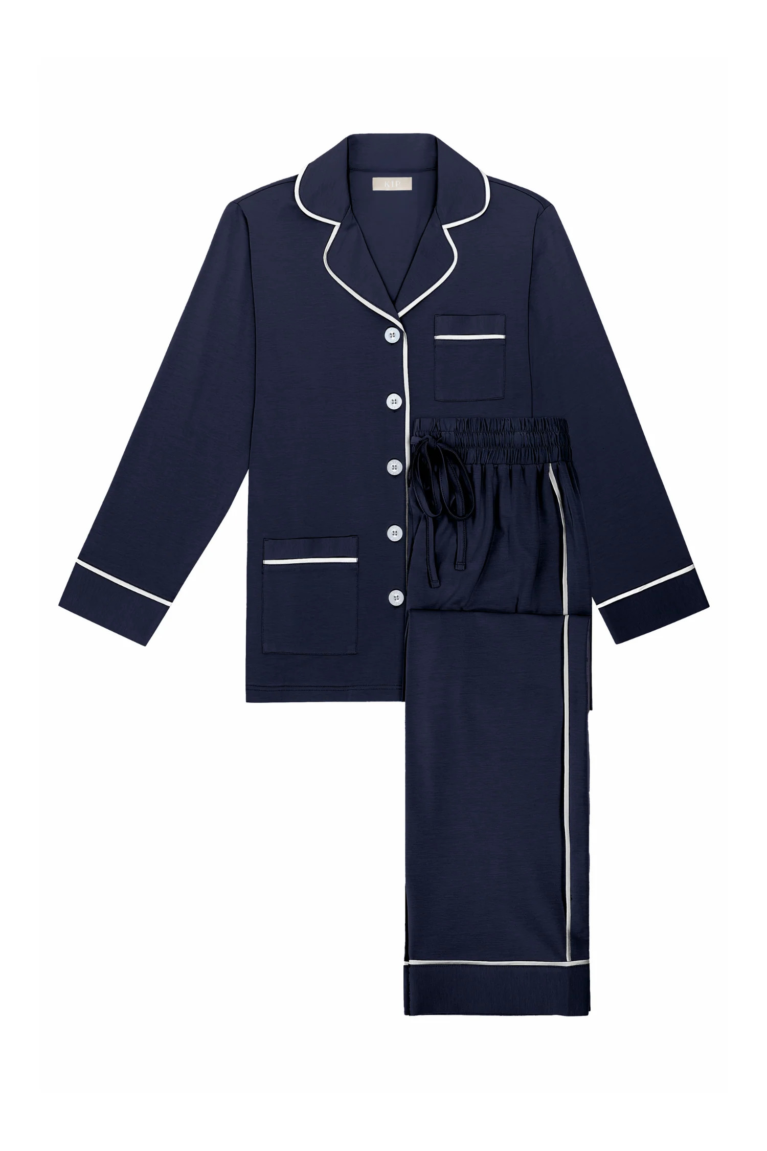 Luxe Stretch Cotton Pajama Set in Midnight Blue | KIP