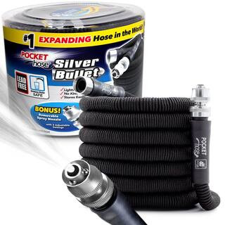 Silver Bullet 3/4 in. Dia x 75 ft. Lightweight Kink-Free Expandable Water Garden Hose | The Home Depot