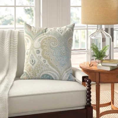Silsbee Linen Damask Throw Pillow Color: Seafoam, Size: 22"x22 | Wayfair North America