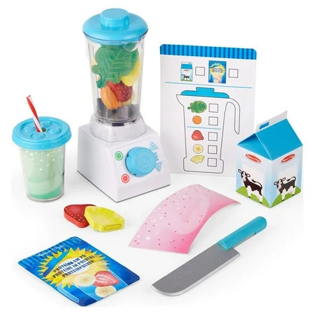 Melissa & Doug Wooden Smoothie Maker Blender 22-Piece Play Food Set | Walmart (US)