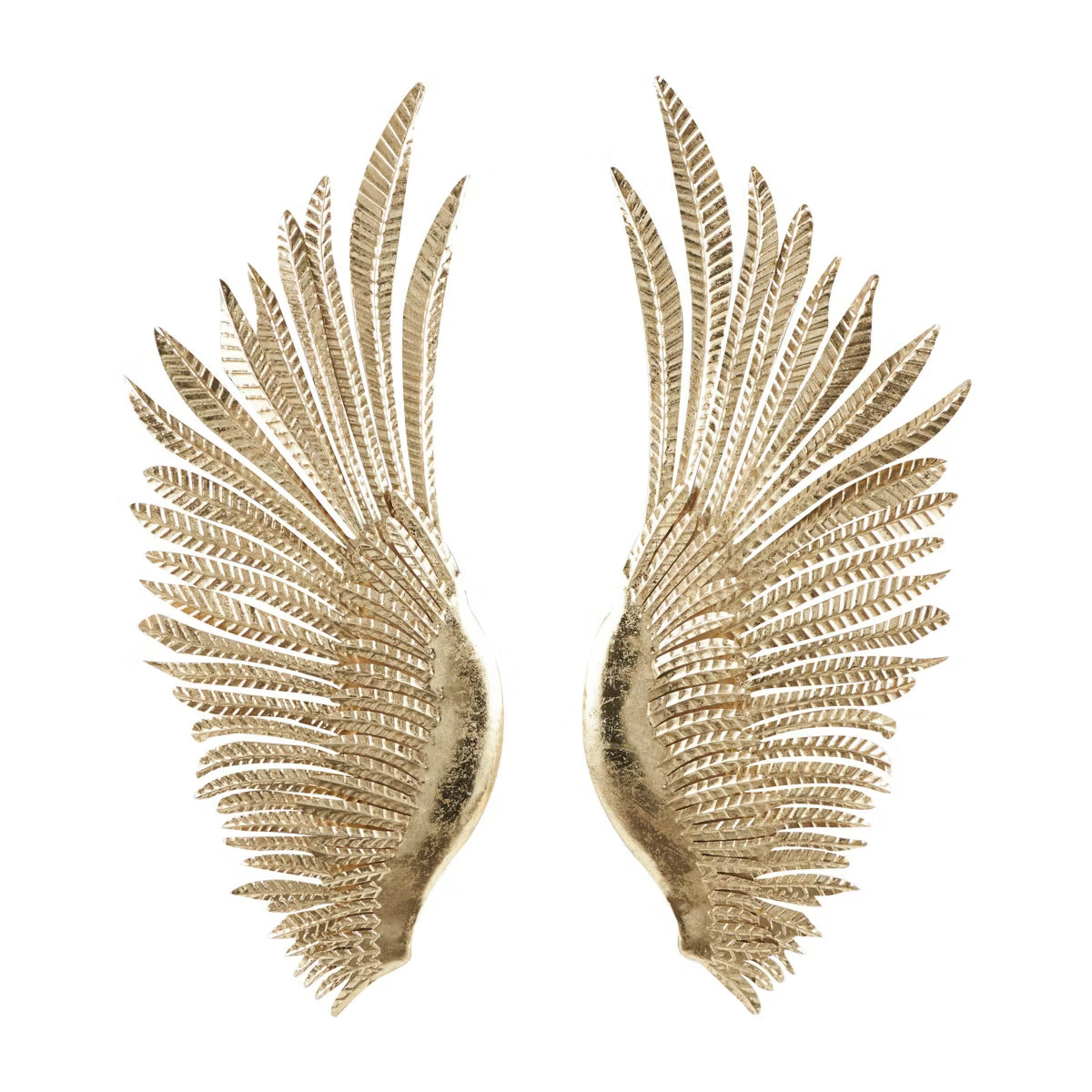 Set of 2 Metal Bird Wing Wall Decors with Textured Metallic Finish Gold - Olivia & May | Target