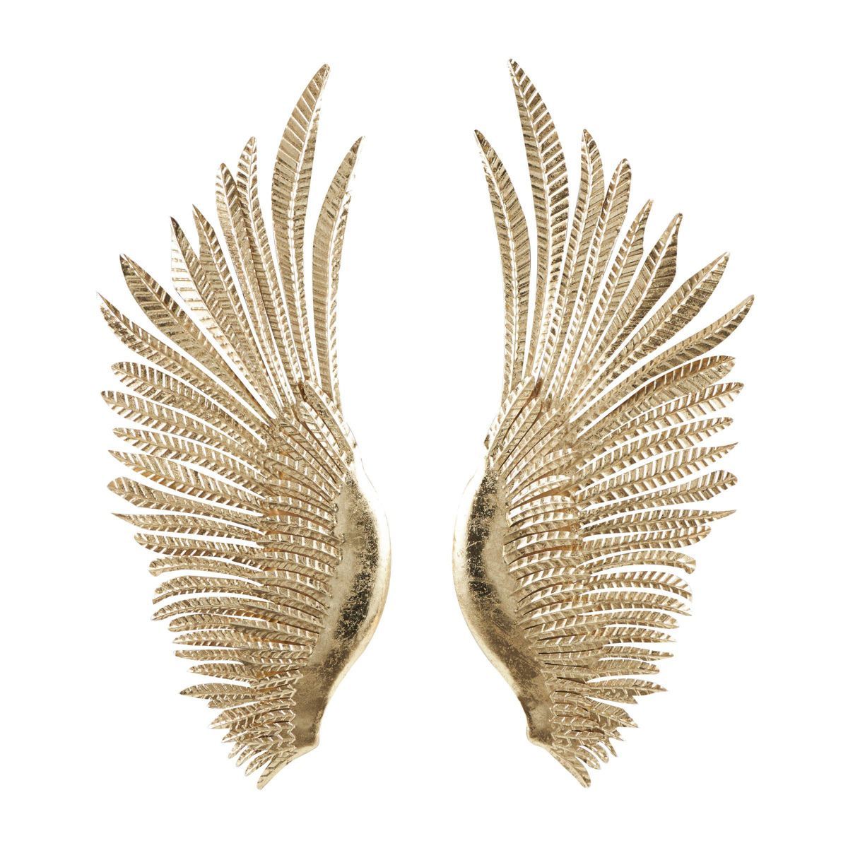 Set of 2 Metal Bird Wing Wall Decors with Textured Metallic Finish Gold - Olivia & May | Target