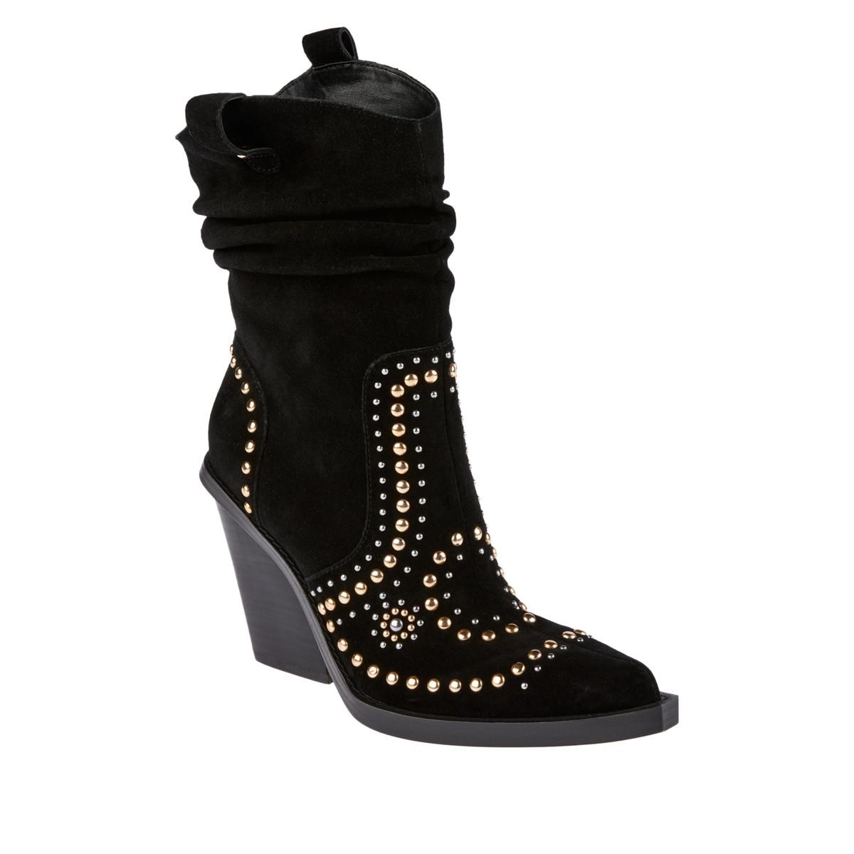 Jessica Simpson Larna Leather/Suede Western Boot | HSN