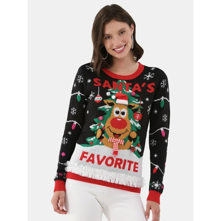 No Boundaries Christmas Sweater, Women's and Women's Plus | Walmart (US)