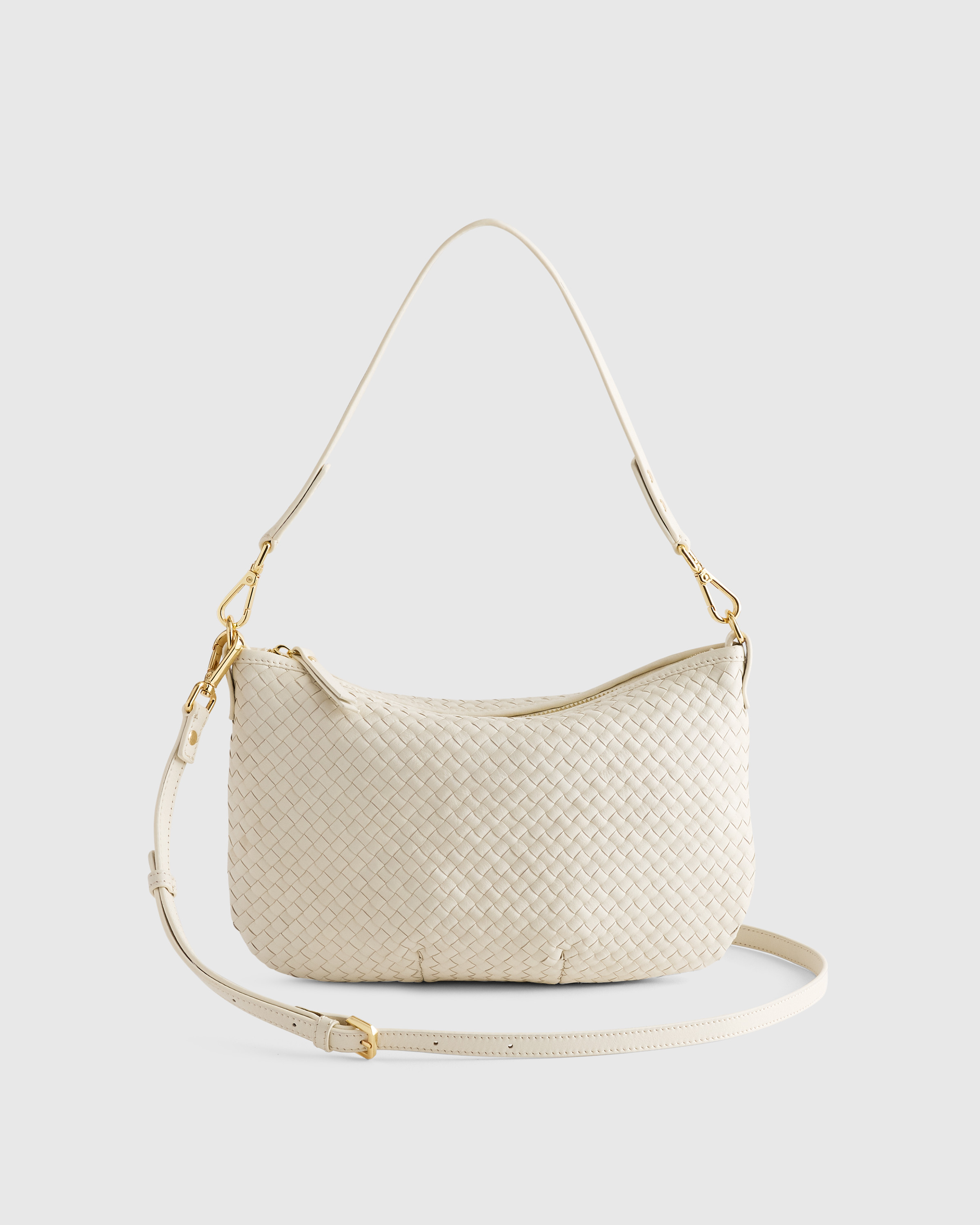 Quince | Women's Italian Handwoven Leather Mini Shoulder Bag in Bone, Italian Leather | Quince