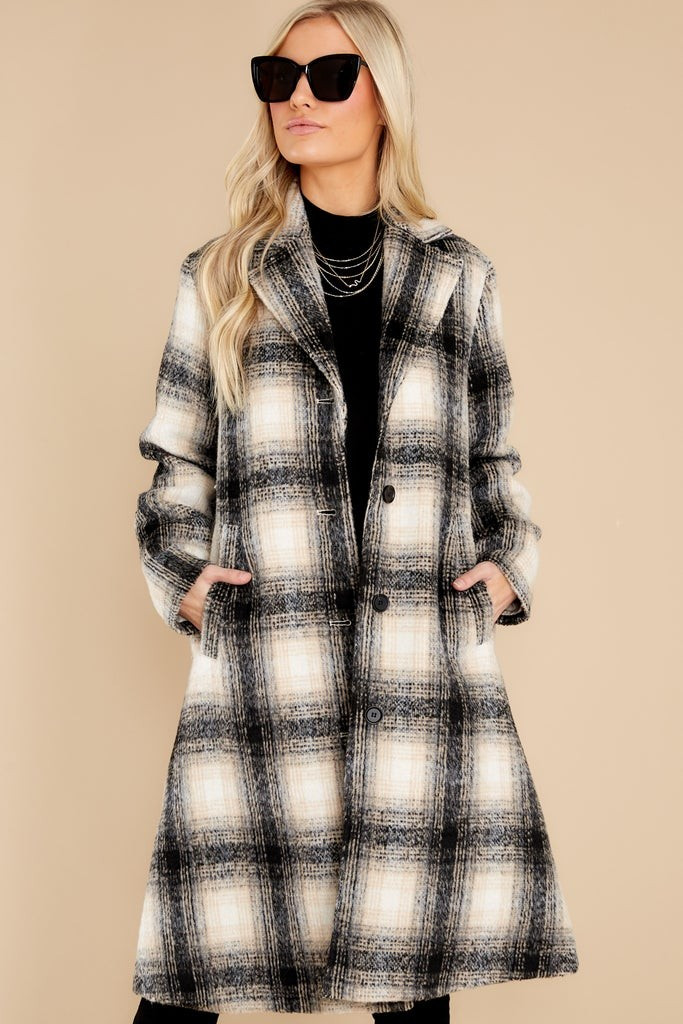 Never Too Cold Beige Plaid Coat | Red Dress 