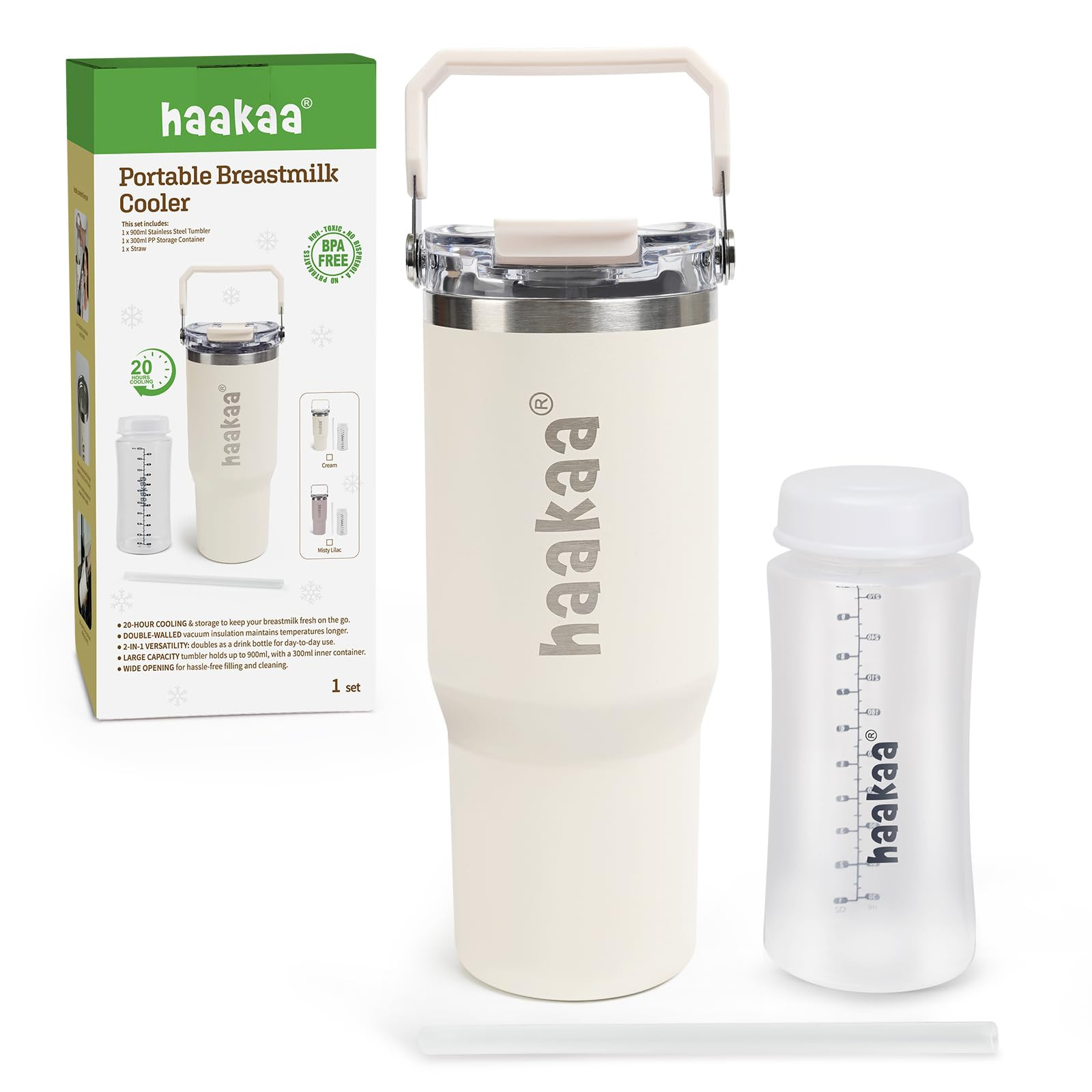 haakaa Portable Breastmilk Cooler 30oz/900ml, Up to 20 Hours of On-The-go Cooling, Larger Capacit... | Amazon (US)