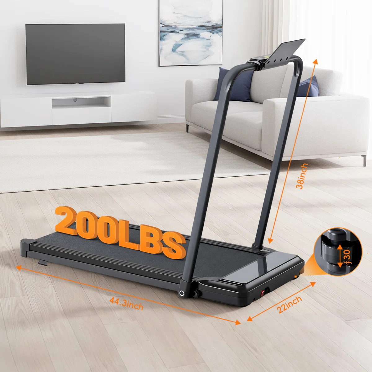 Space-saving Foldable Treadmill with Armrest for Home Use | Wayfair North America