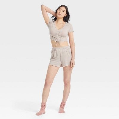 Women's Pointelle Knit Crop Top and Shorts Pajama Set - Colsie™ | Target