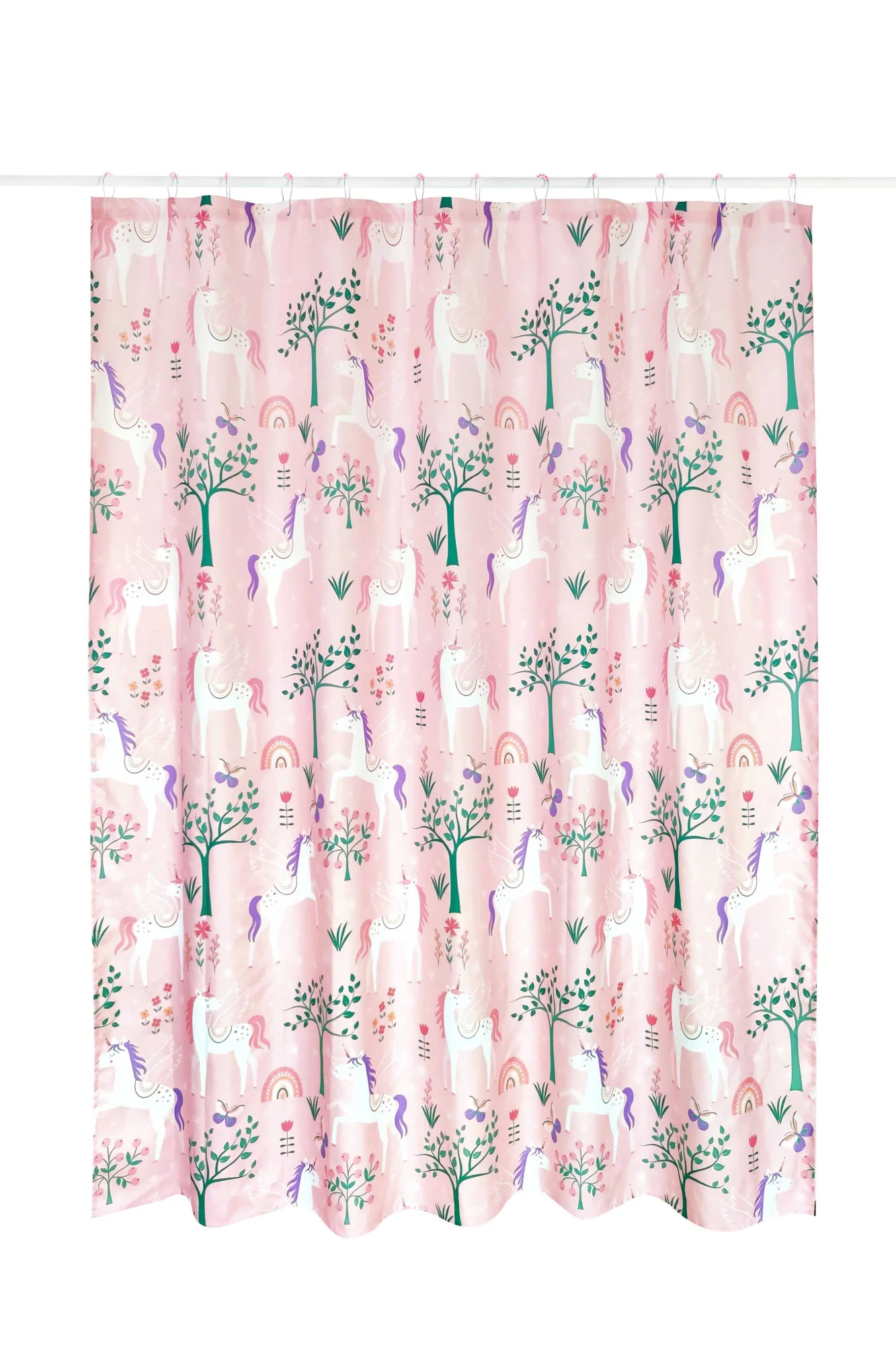 Your Zone Kids Pink Unicorn Shower Curtain with Hooks | Walmart (US)