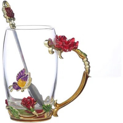 Handcrafted Crystal Glass 3D Flower Teacup With Teaspoon, Designed For Women, Suitable For Both Hot And Cold Drinks. | Wayfair North America
