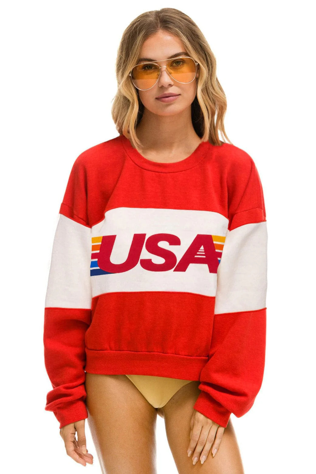 USA Relaxed Crew Sweatshirt \u2013 Red & Vintage White | Aviator Nation | Aviator Nation
