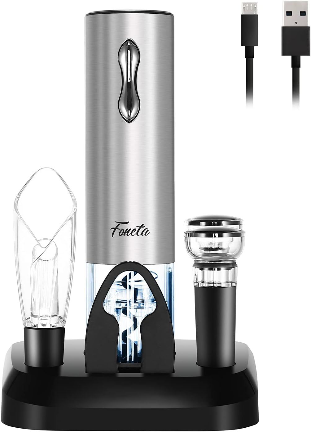 Foneta Electric Wine Opener Rechargeable Wine Bottle Opener with Charging Base, Wine Aerator Pour... | Amazon (US)