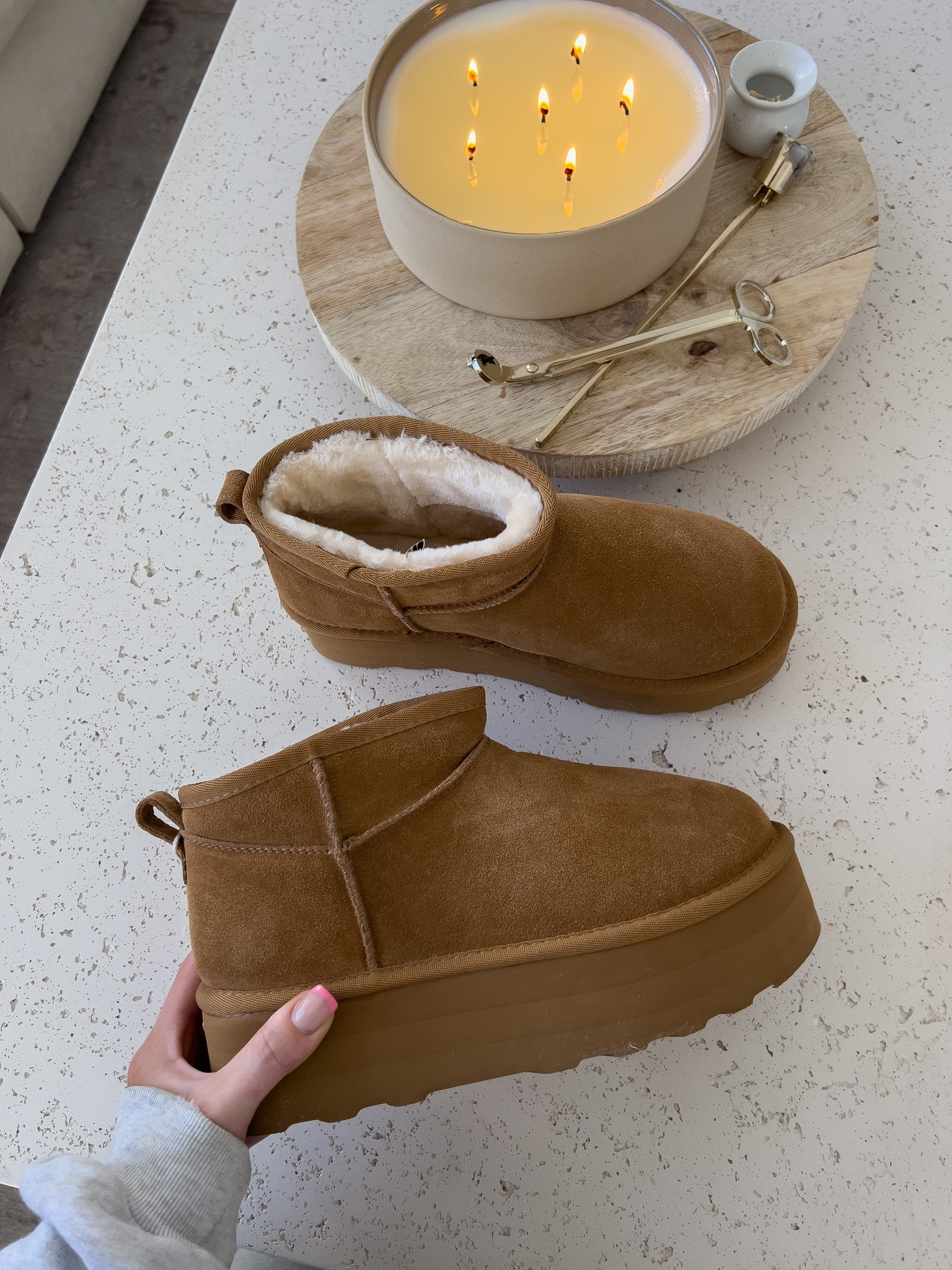 Platform mini uggs from amazon - leaning towards liking these more… soo cute. 

#LTKunder50 #LTKshoecrush