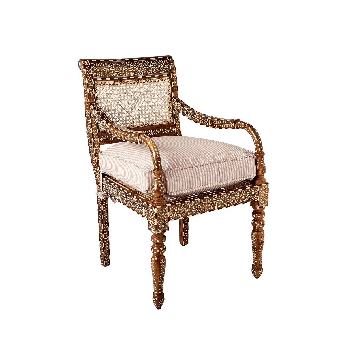 Anglo Indian Teak Arm Chair with Bone Inlay | Noel Pittman