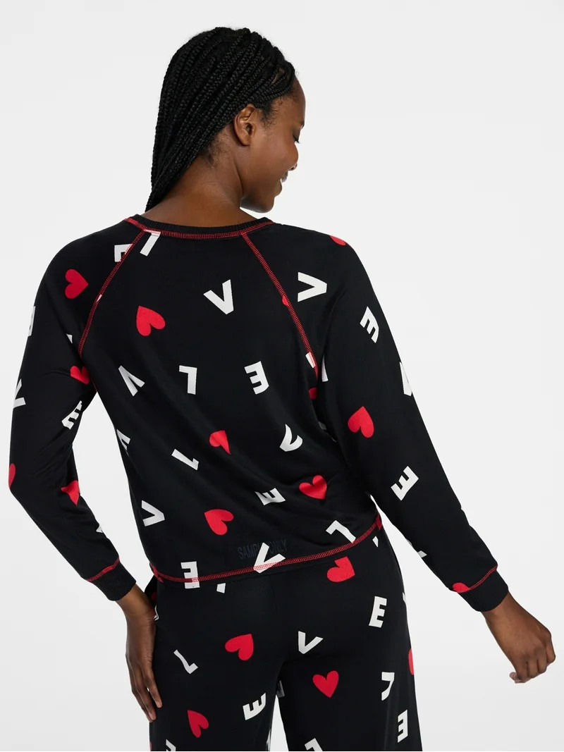 Joyspun Women's Cozy Lounge Collection Hacci Knit Long Sleeve Sleep Top, Sizes XS-3X | Walmart (US)