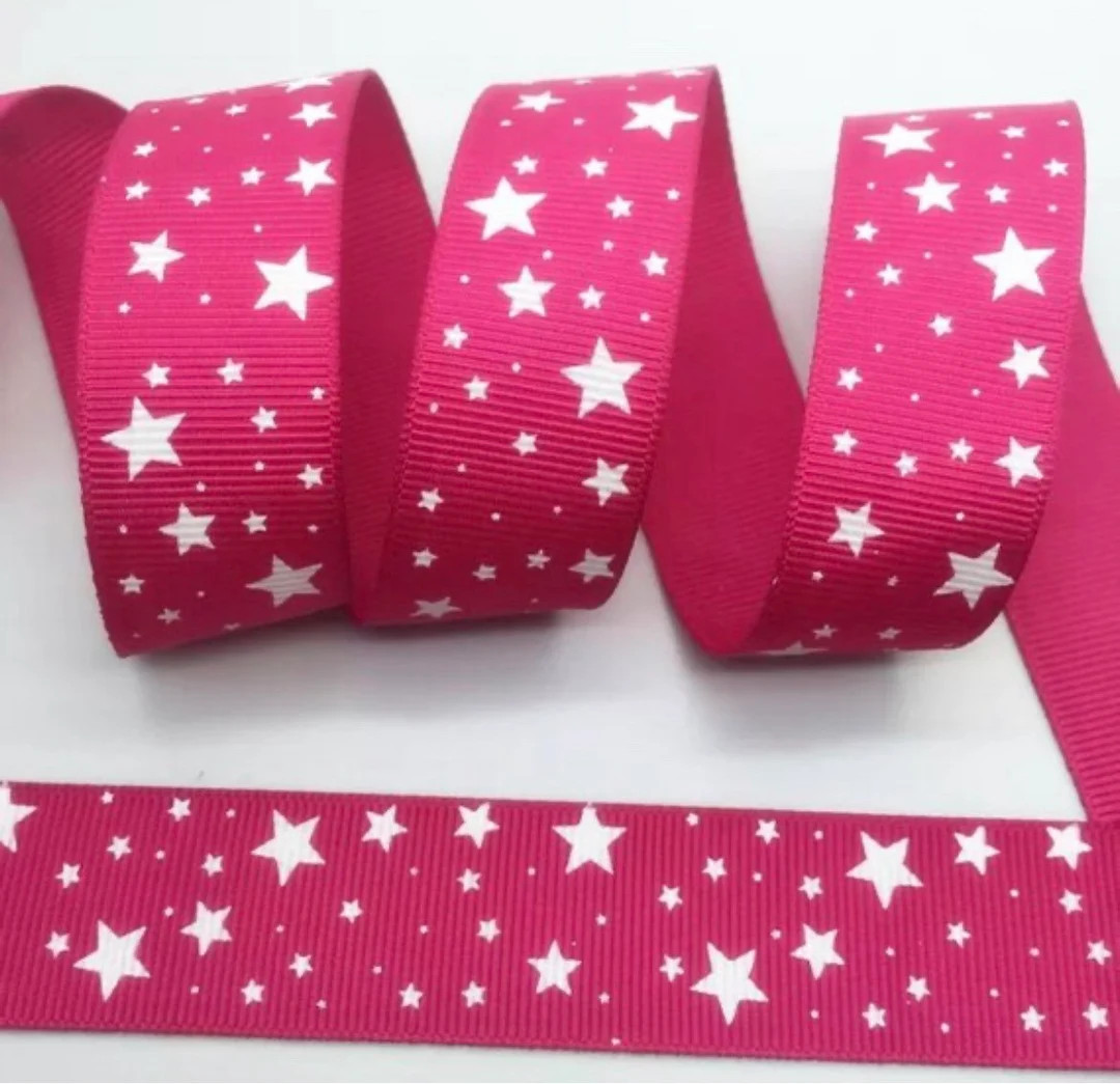 1” Pink & White Stars Grosgrain Ribbon | Etsy (US)