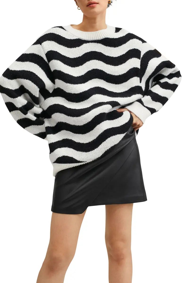 MANGO Women's Oversize Stripe Crewneck Sweater | Nordstrom | Nordstrom
