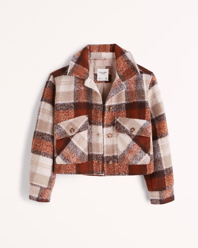 Women's Cropped Cozy Shirt Jacket | Women's Coats & Jackets | Abercrombie.com | Abercrombie & Fitch (US)