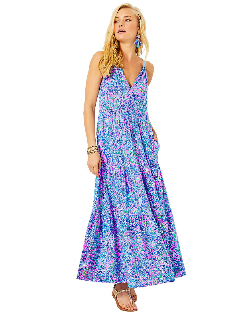 Maribella Halter Maxi Dress | Splash of Pink - A Lilly Pulitzer Store