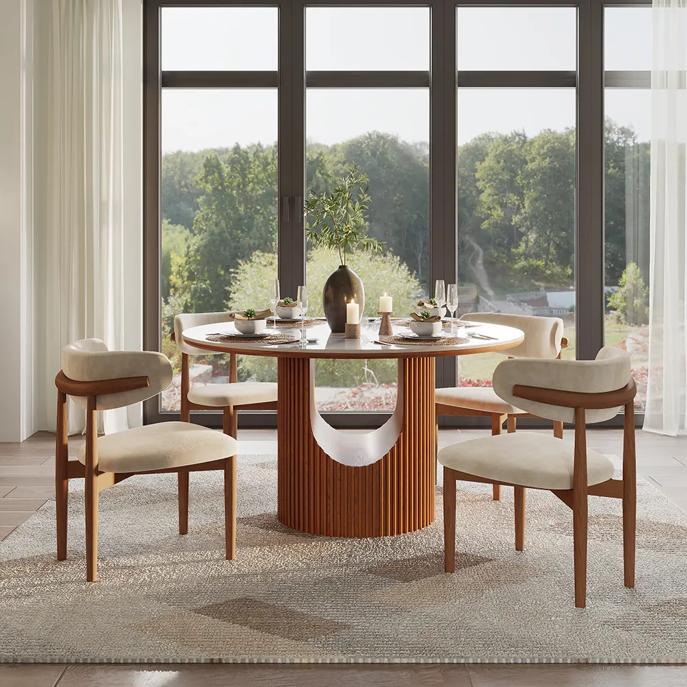 Hobart Lira - 5-Piece Mid-Century Modern Breakfast Nook Table Set | POVISON