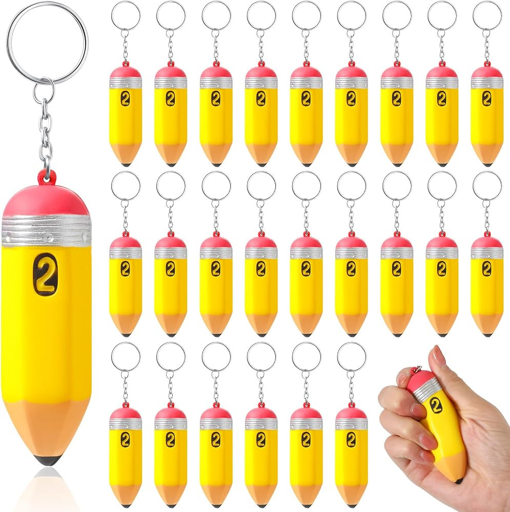 Huquary Pencil Keychains Bulk for Teacher Appreciation Gifts Cute Foam Squeeze Pencil Charms Keyc... | Amazon (US)