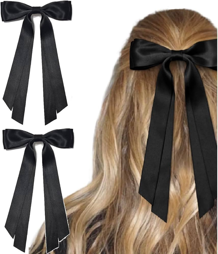 Black Hair Bows for Women Bow Hair Clips Cute Hair Ribbons Clips Girls Black Bows for Hair BowKno... | Amazon (US)