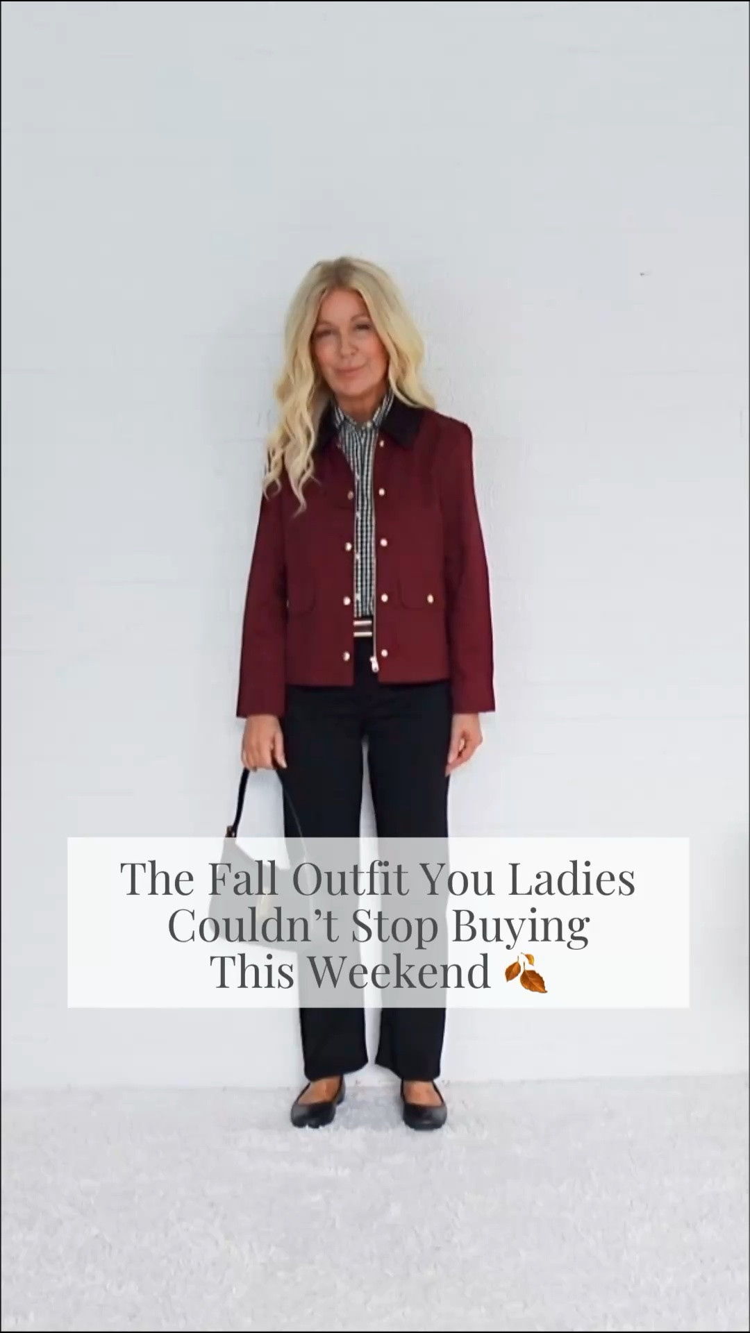 Comment CURRENT to add this look to your closet before other creators copy YOUR trendsetting style. 👀

🛍️ You ladies made this one of the best-selling looks of the weekend—and it is easy to see why.

The rich burgundy jacket, crisp gingham shirt, and sleek black pants make fall style look effortlessly chic, modern, and current.

🏃🏼‍♀️ Don’t wait. Once other creators start sharing what YOU already discovered, the sizes will start disappearing. 

Valarie ☕️🍁

#fashionover40 #fashionover50 #fashionover60 #fallfashion #falloutfit

#LTKSeasonal #LTKOver40 #LTKPetite