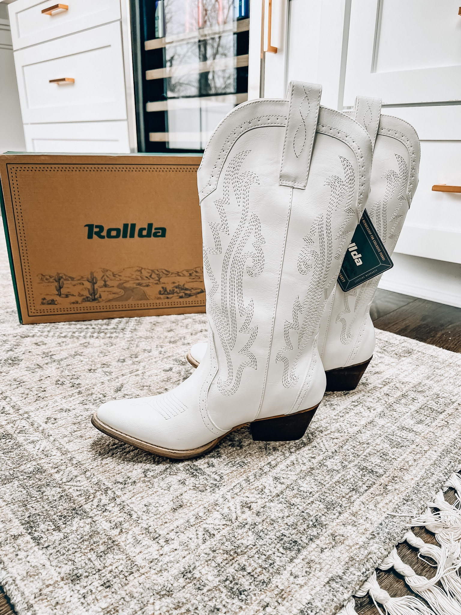 I took a chance on $60 amazon cowgirl boots for the summer & they did not disappoint! Sized up one based on the reviews. 👏🏼 LOVE the detail on these. 

#LTKunder100 #LTKstyletip #LTKshoecrush