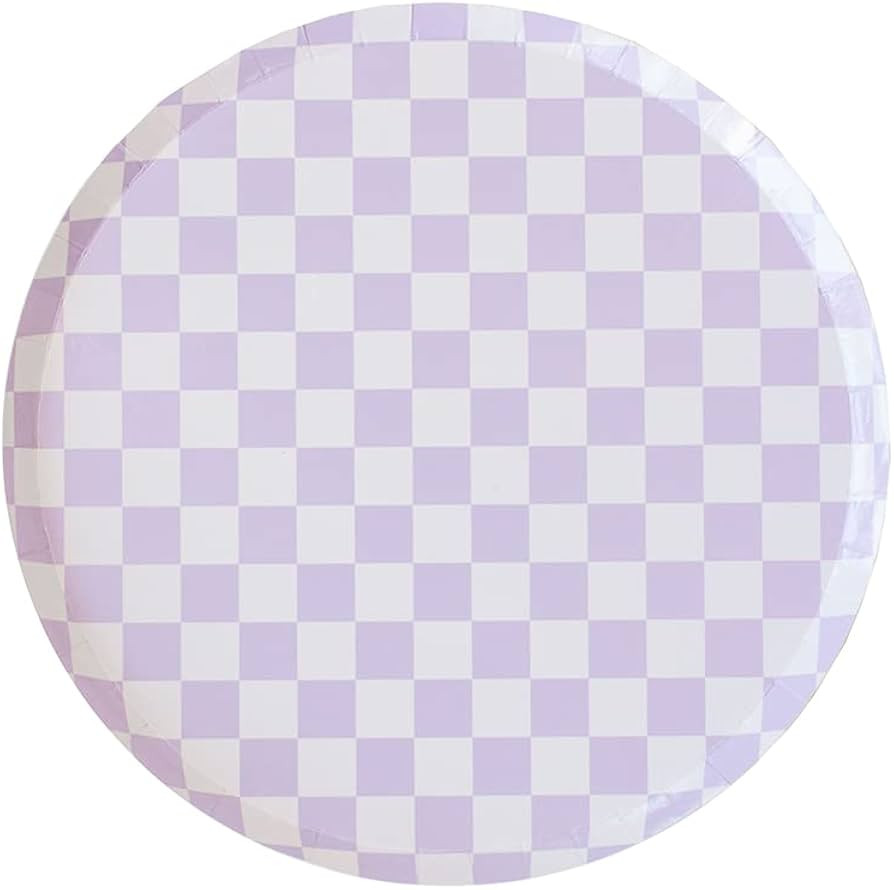 Jollity & Co Check It! Dessert Plates - Purple Posse Paper Plates - Pack of 8 Cake Plates Disposa... | Amazon (US)