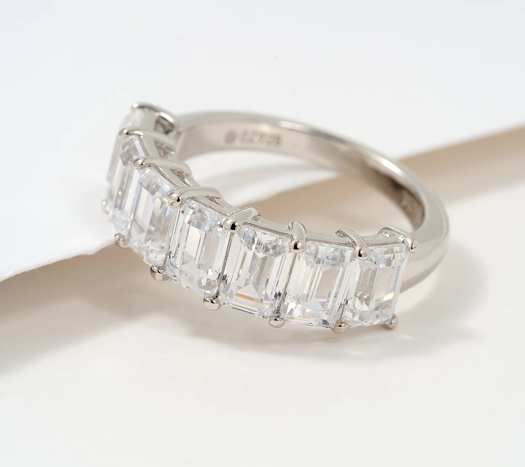 Diamonique Choice of Cut 7-Stone Band Ring, Sterling Silver | QVC