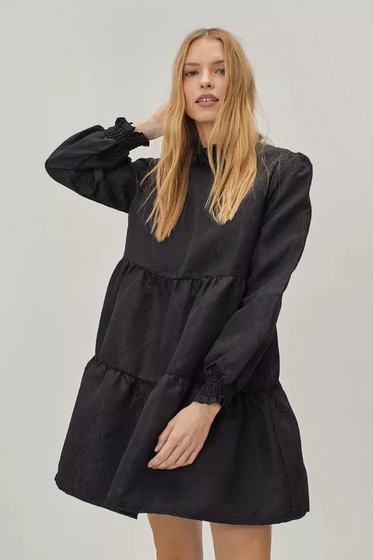 Jacquard Mini Smock Dress | Nasty Gal (US)