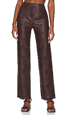 Tularosa Sara Embroidered Faux Leather Pant in Chocolate Brown from Revolve.com | Revolve Clothing (Global)