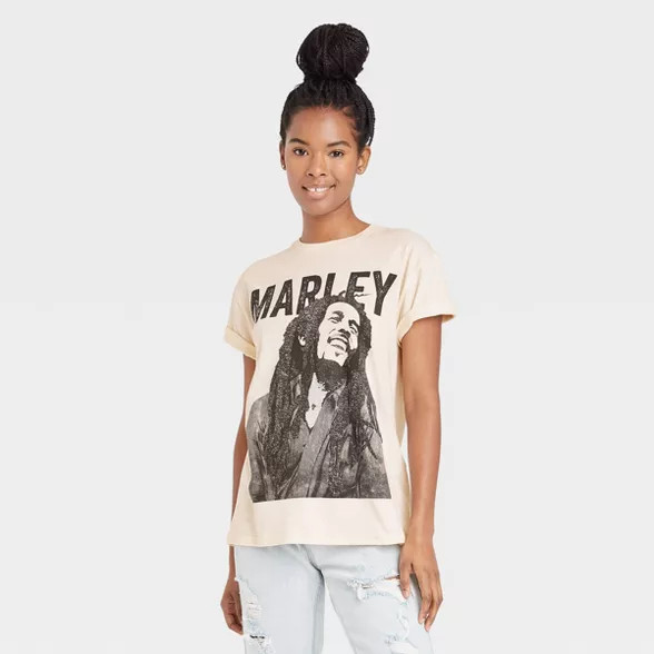 Women's Bob Marley Short Sleeve Graphic T-Shirt - Cream | Target