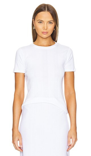 Short Sleeve Cotton Rib Tee in White | Revolve Clothing (Global)