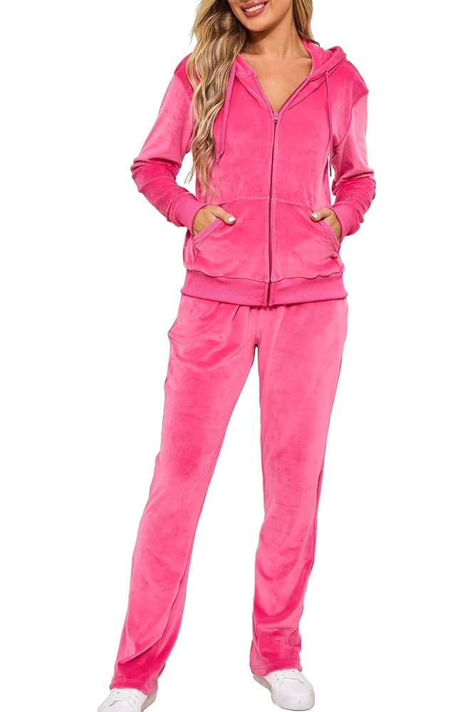 Velour Track Suits for Women Set Fall Sweatsuits 2 Piece | Amazon (US)