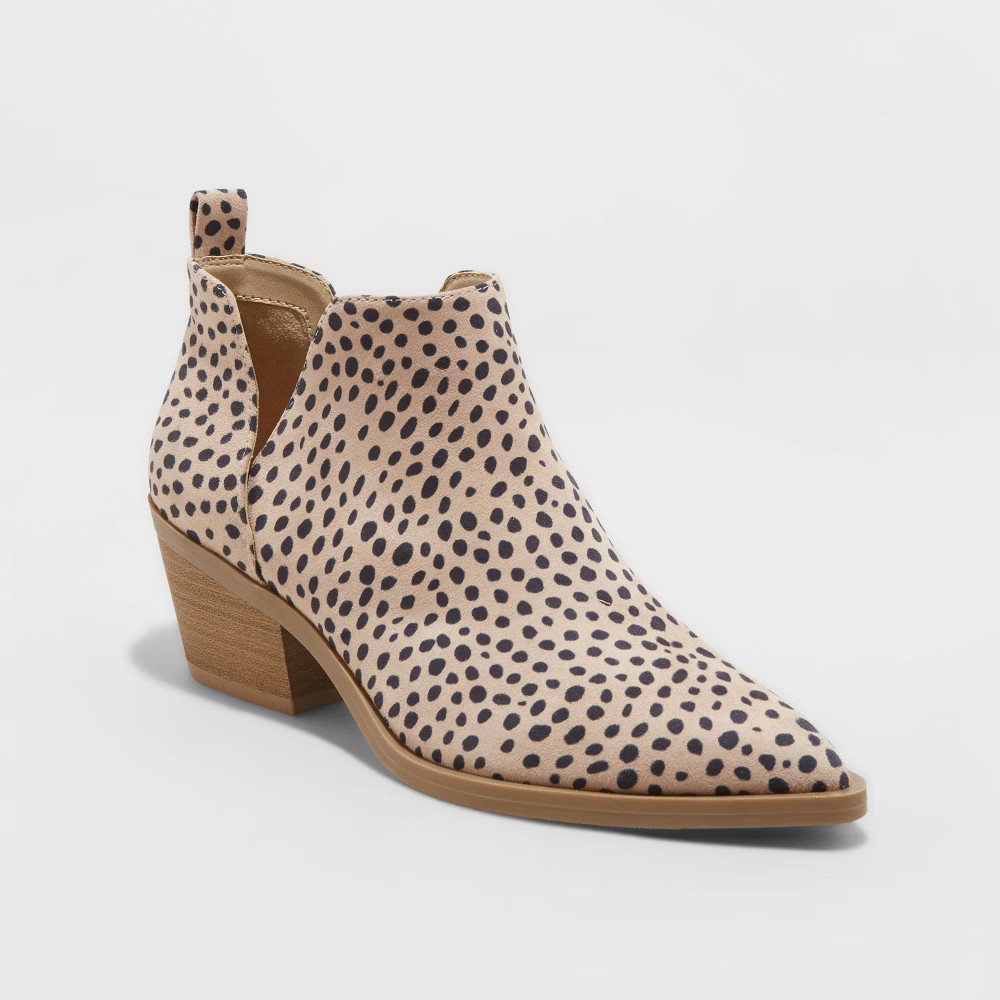 Women's Cari Leopard Print Cut Out Ankle Bootie - Universal Thread™ | Target