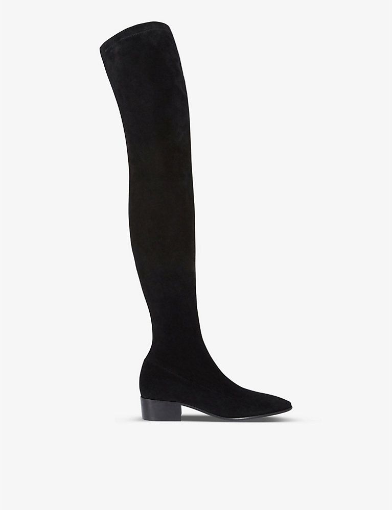 Square-heel thigh-high suede boots | Selfridges