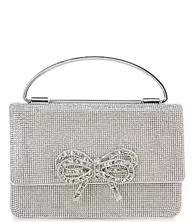 Antonio Melani Rhinestone Bow Top Handle Evening Clutch - Silver | Dillard's