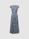 Reiss Blue Livia Petite Floral Cut-Out Back Midi Dress | Reiss UK