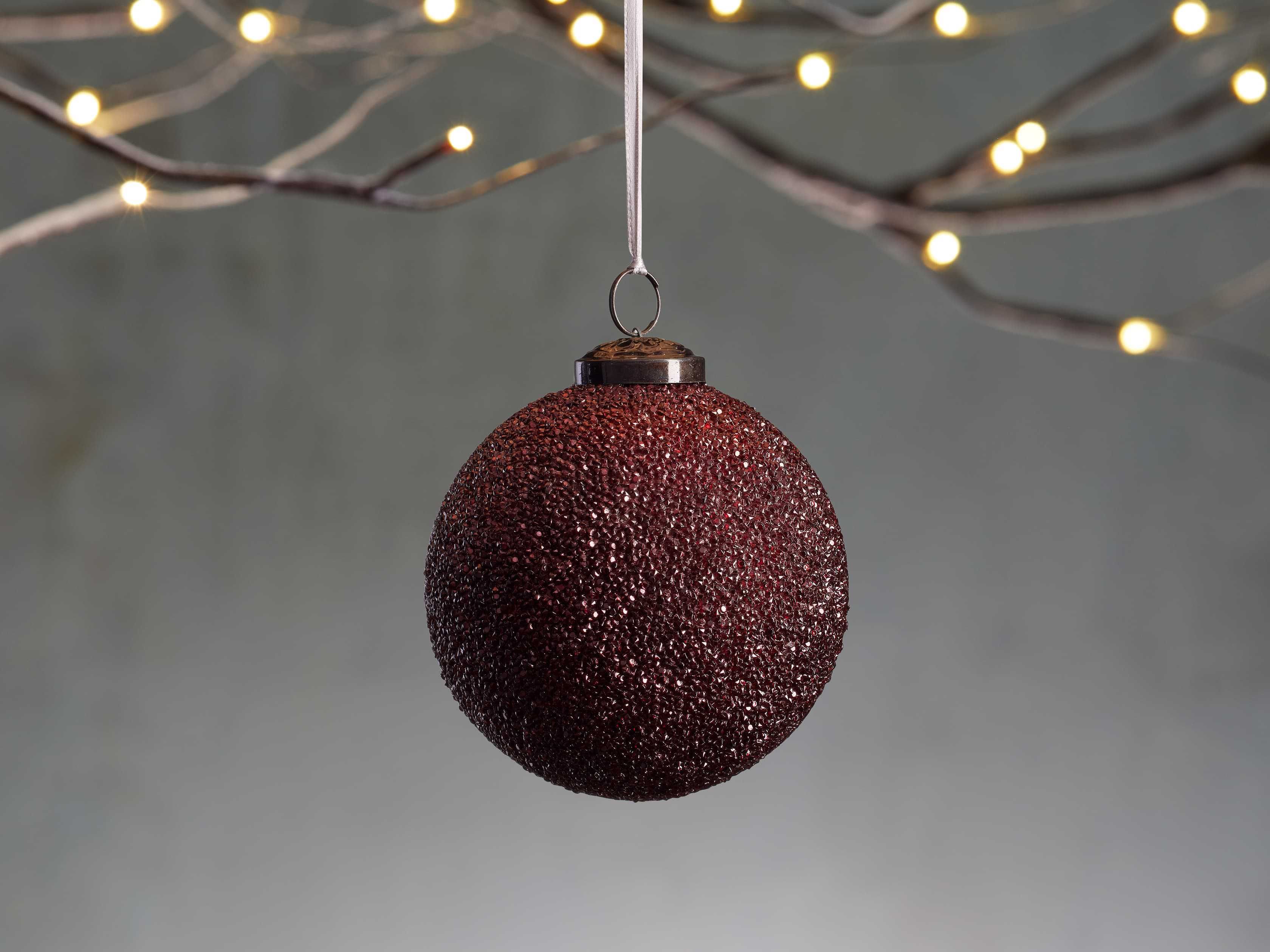 Burgundy Beaded Ornaments (Set of 4) | Arhaus